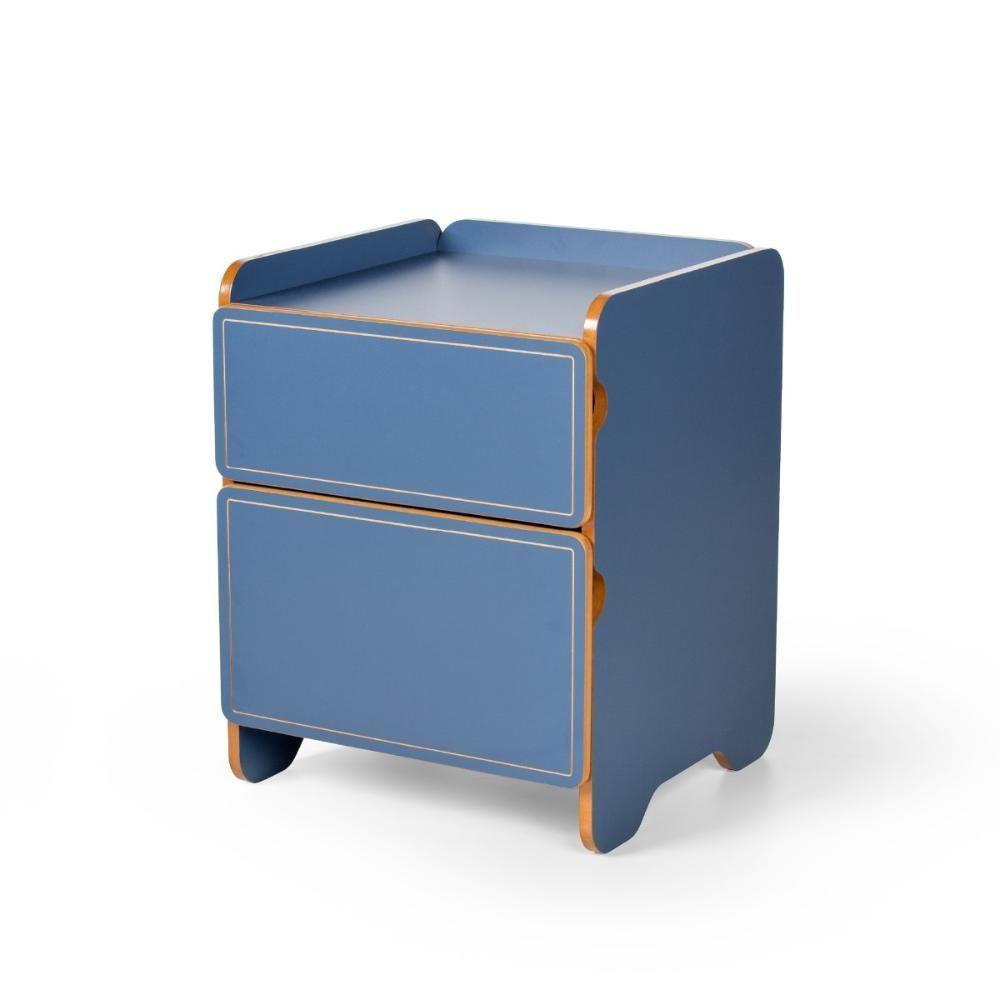 Mesa De Cabeceira 2 Gavetas 45cm Cindy - Azul - 1