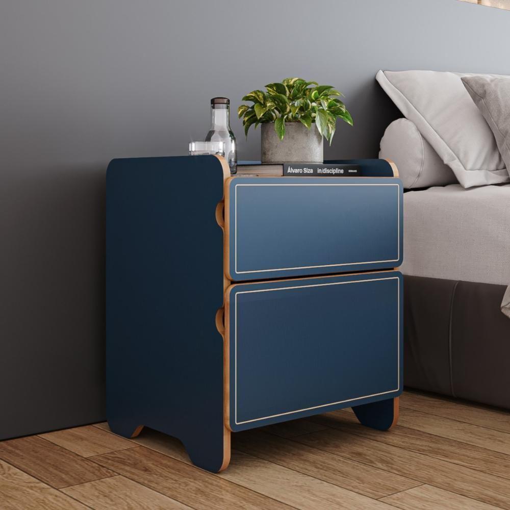 Mesa De Cabeceira 2 Gavetas 45cm Cindy - Azul - 2