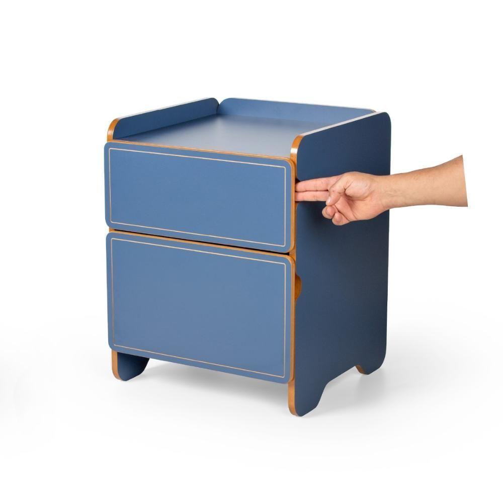 Mesa De Cabeceira 2 Gavetas 45cm Cindy - Azul - 5