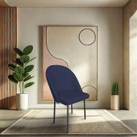 Kit 4 Cadeiras Poltrona De Jantar Ariel Suede Azul Marinho Pés De Ferro Preto - Pallazio - 2