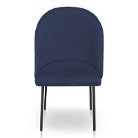 Kit 4 Cadeiras Poltrona De Jantar Ariel Suede Azul Marinho Pés De Ferro Preto - Pallazio