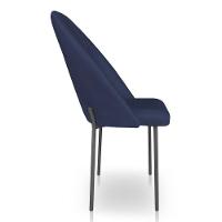 Kit 4 Cadeiras Poltrona De Jantar Ariel Suede Azul Marinho Pés De Ferro Preto - Pallazio - 5