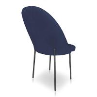 Kit 4 Cadeiras Poltrona De Jantar Ariel Suede Azul Marinho Pés De Ferro Preto - Pallazio - 6