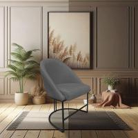 Kit 08 Cadeiras Poltrona De Jantar Bela Suede Grafite Base Metálica Industrial Preto - Pallazio - 2