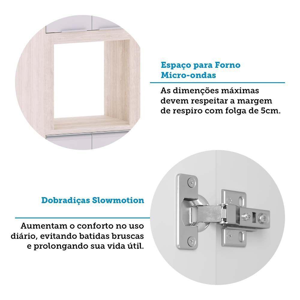 Armário Aéreo 60cm Com Nicho Para Microondas 2 Portas Art Lu Pátina-cinza Cristal - 3