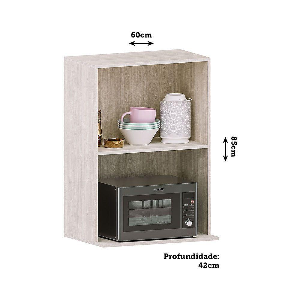 Armário Aéreo 60cm Com Nicho Para Microondas 2 Portas Art Lu Pátina-cinza Cristal - 5