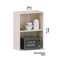 Armário Aéreo 60cm Com Nicho Para Microondas 2 Portas Art Lu Pátina-cinza Cristal - 5