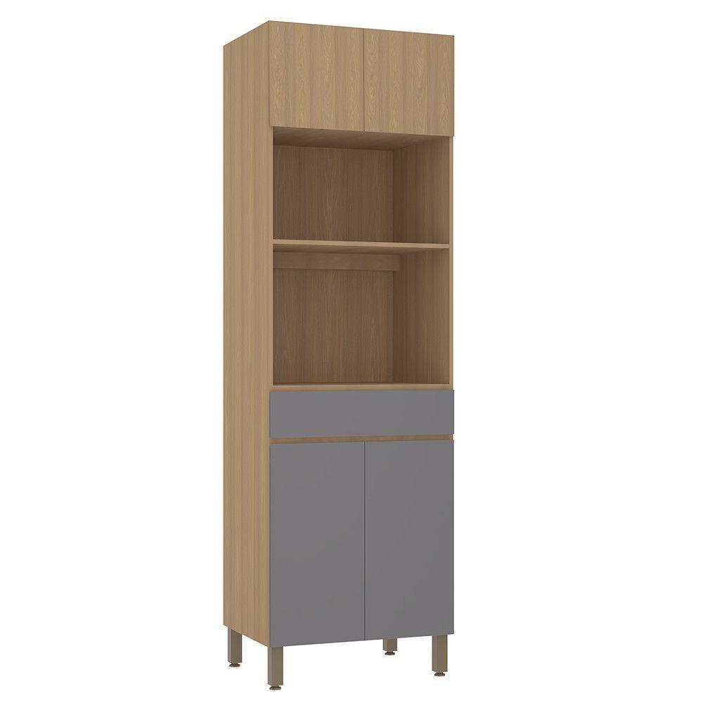 Paneleiro 70cm 4 Portas E 1 Gaveta Com Espaço Torre Quente S Freijó-freijó Brasil-cinza Puro - 1