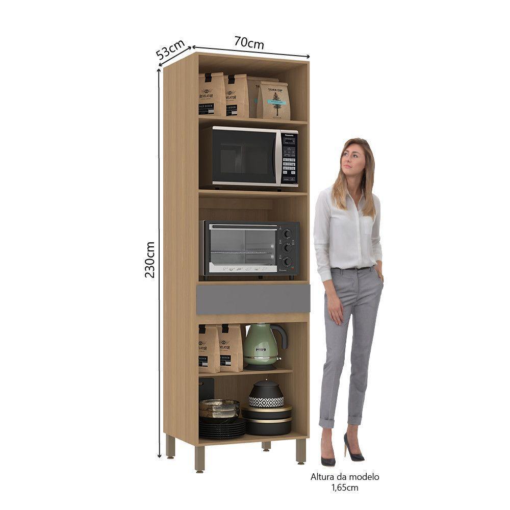 Paneleiro 70cm 4 Portas E 1 Gaveta Com Espaço Torre Quente S Freijó-freijó Brasil-cinza Puro - 2