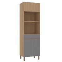 Paneleiro 70cm 4 Portas E 1 Gaveta Com Espaço Torre Quente S Freijó-freijó Brasil-cinza Puro - 1