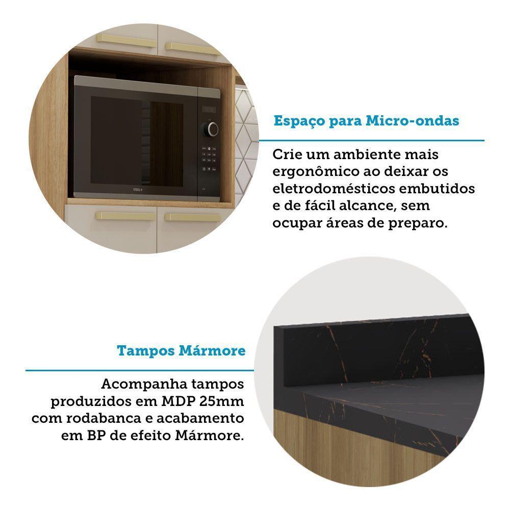 Cozinha Modulada Compacta 5 Peças Com Tampos E Sem Pia Isis Avelã-mocca Laca - 8