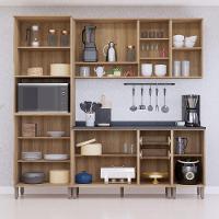 Cozinha Modulada Compacta 5 Peças Com Tampos E Sem Pia Isis Avelã-mocca Laca - 3