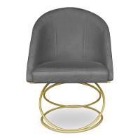 Kit 08 Cadeiras Poltrona De Jantar Bela Veludo Grafite Base Metálica Luxo Dourado - Pallazio