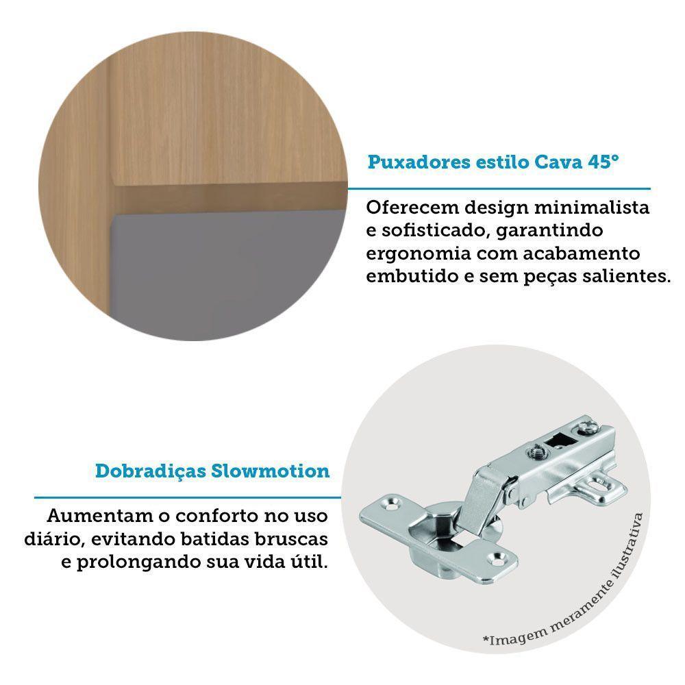 Paneleiro Simples 40cm 2 Portas Slim Luciane Móveis Freijó-freijó Brasil-cinza Puro - 3