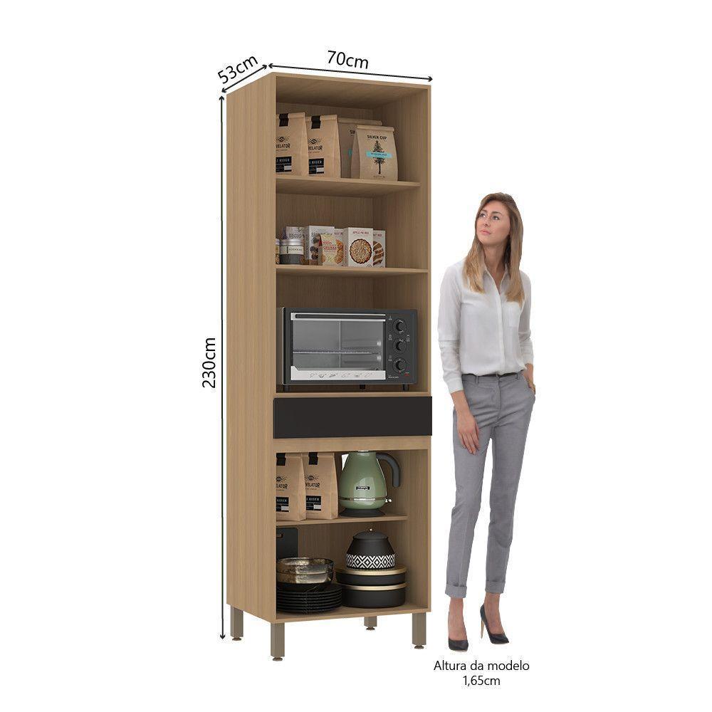 Paneleiro 70cm 4 Portas E 1 Gaveta Com Espaço Para Micro-ond Freijó-freijó Brasil-preto - 2