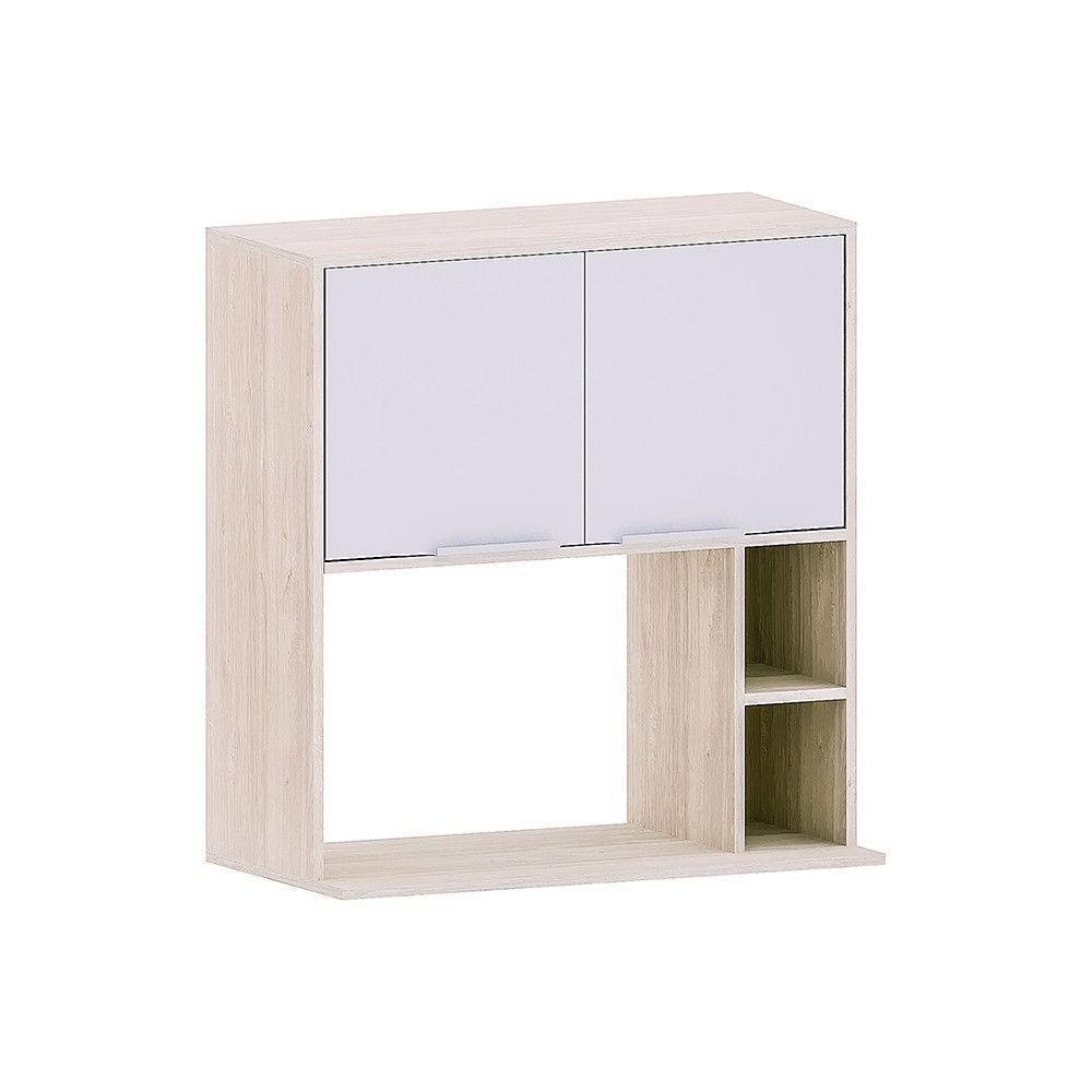 Armário Aéreo 80cm Com Nicho Para Microondas 2 Portas Art Lu Pátina-cinza Cristal - 1