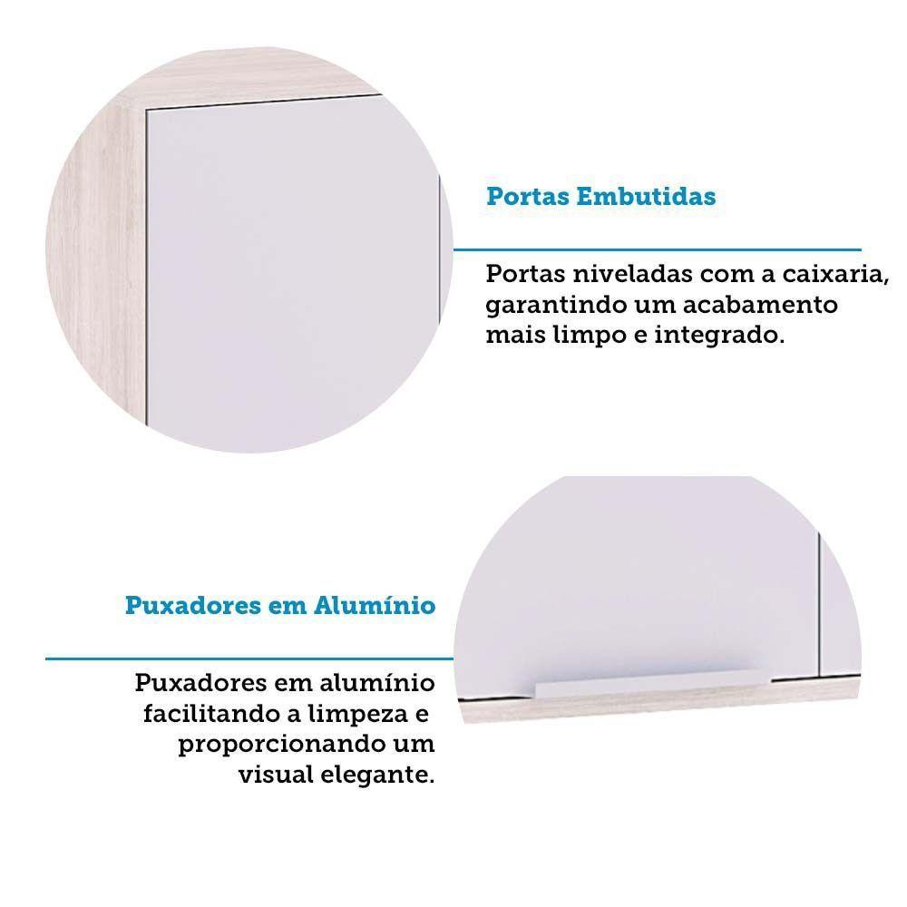 Armário Aéreo 80cm Com Nicho Para Microondas 2 Portas Art Lu Pátina-cinza Cristal - 5