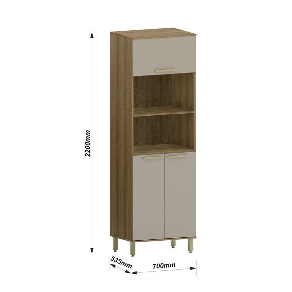 Paneleiro 70cm 3 Portas Com 2 Nichos Para Microondas Isis Lu Avelã-mocca Laca - 4