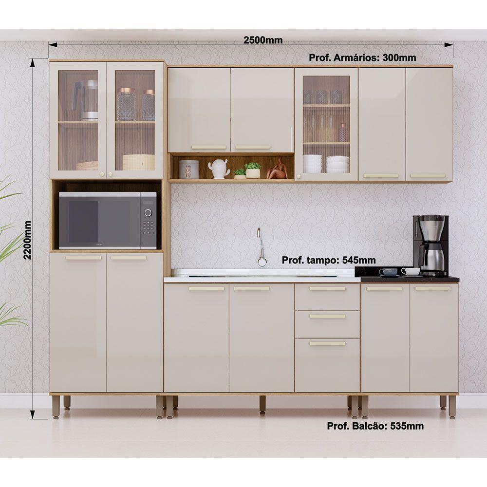 Cozinha Modulada Compacta 5 Peças Sem Tampo De 120 E Sem Pia Avelã-mocca Laca - 2