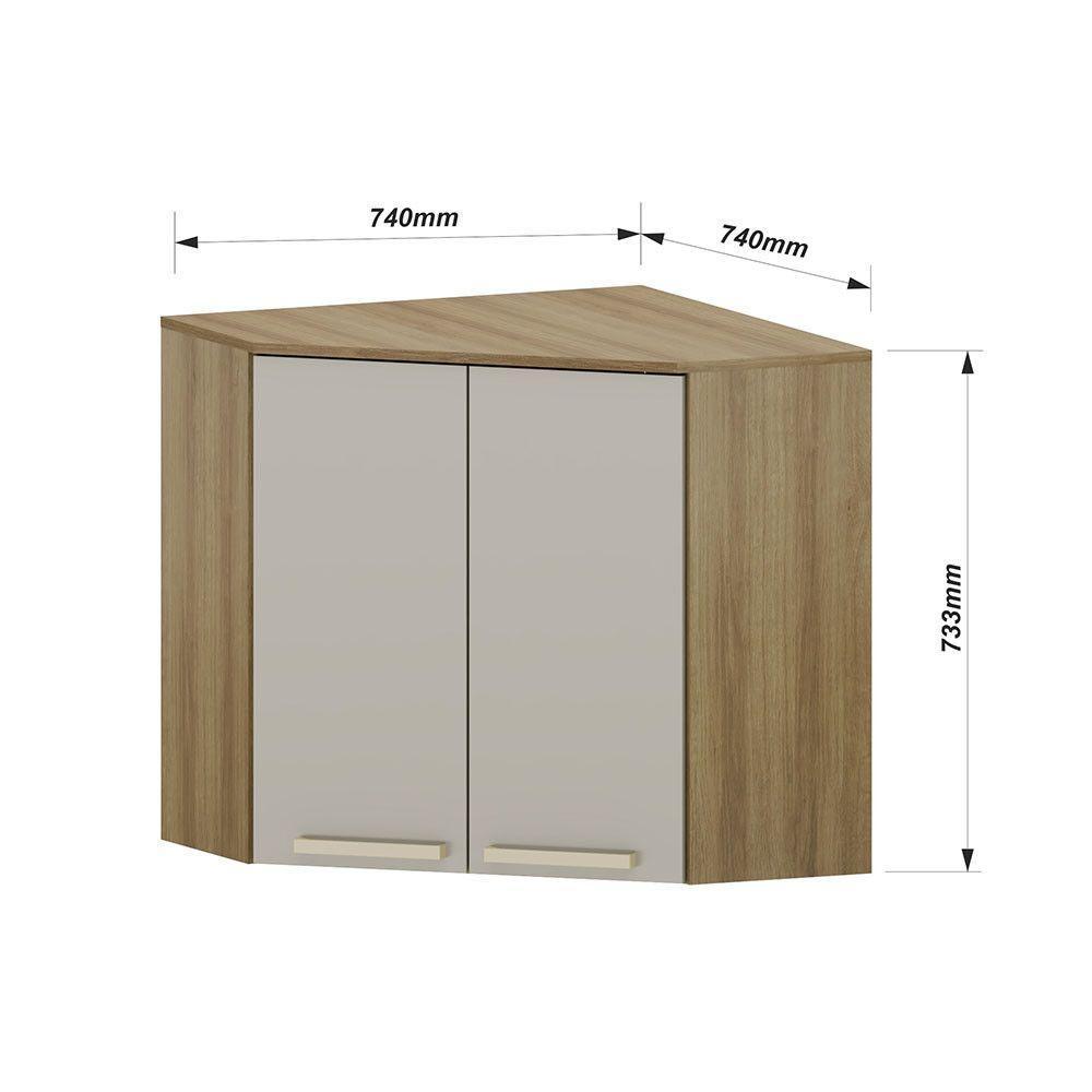 Armário Aéreo Canto Diagonoal 2 Portas Isis Luciane Móveis Avelã-mocca Laca - 3