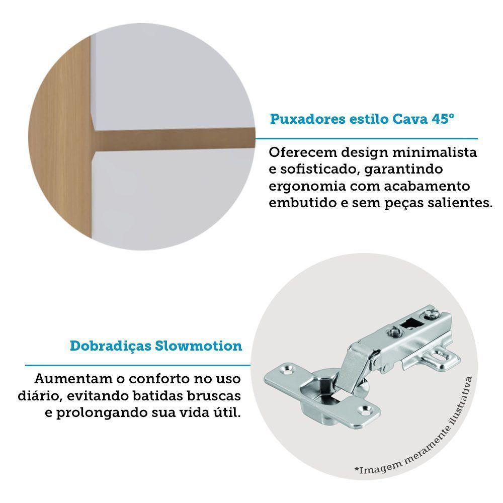 Paneleiro Duplo 70cm 4 Portas Slim Luciane Móveis Freijó-cinza Cristal - 3