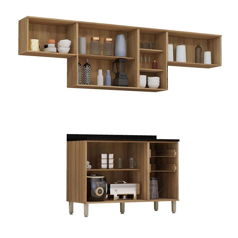 Cozinha Modulada Compacta 4 Peças Com Tampos Isis Luciane Mó Avelã-mocca Laca - 3
