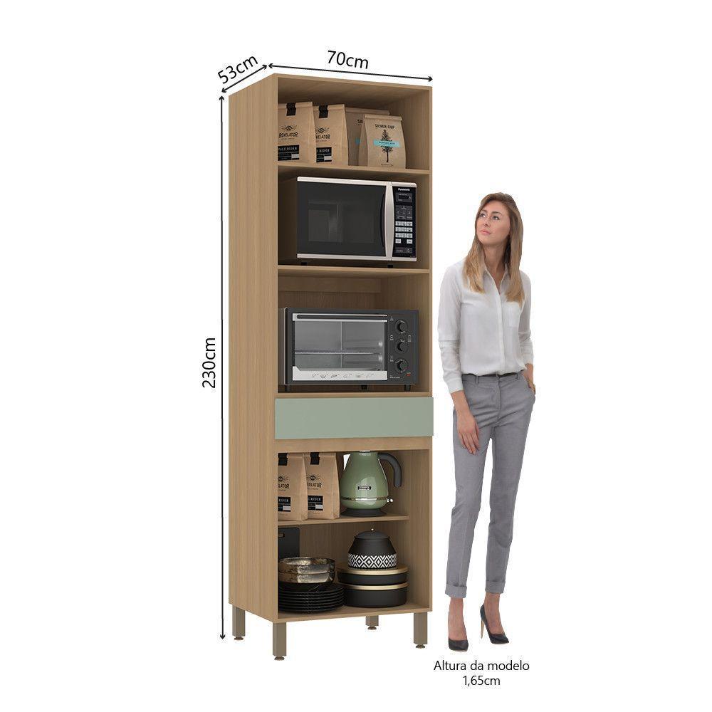 Paneleiro 70cm 4 Portas E 1 Gaveta Com Espaço Torre Quente S Freijó-freijó Brasil-verde Jade - 2