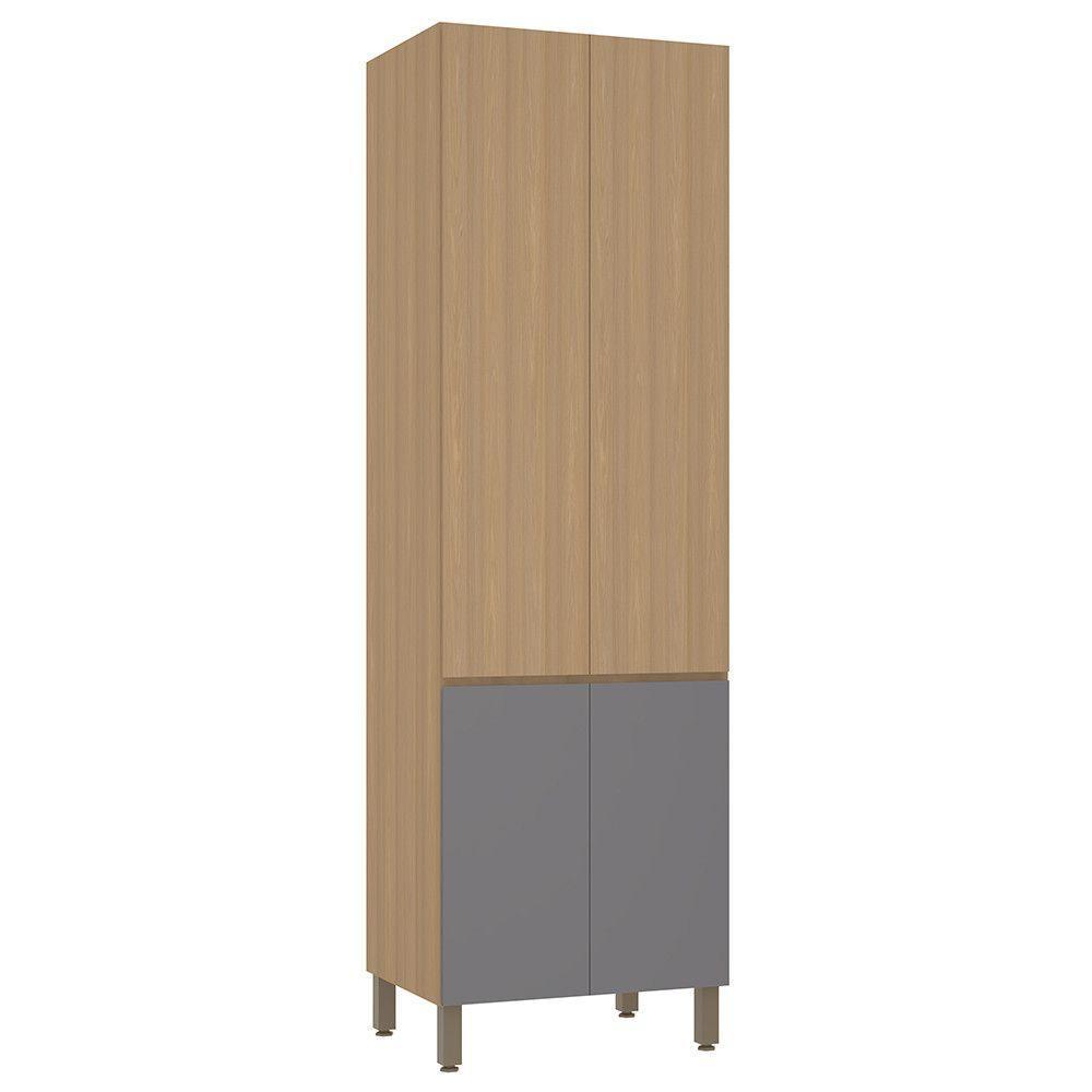 Paneleiro Duplo 70cm 4 Portas Slim Luciane Móveis Freijó-freijó Brasil-cinza Puro - 1