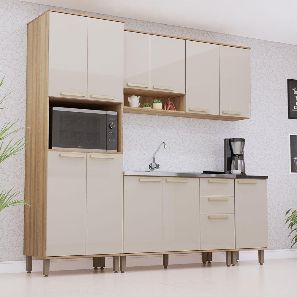 Cozinha Modulada Compacta 5 Peças Sem Tampos E Sem Pia Isis Avelã-mocca Laca - 1