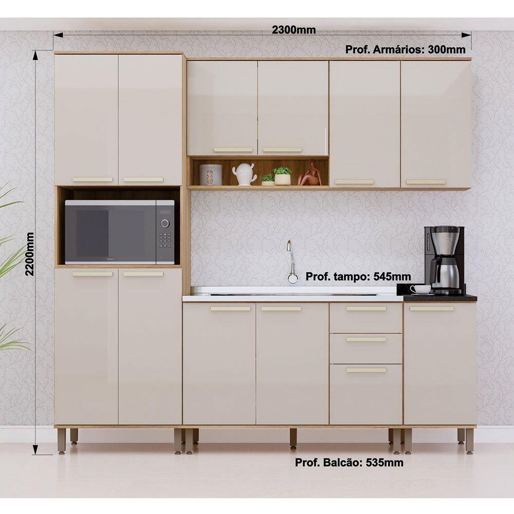 Cozinha Modulada Compacta 5 Peças Sem Tampos E Sem Pia Isis Avelã-mocca Laca - 4