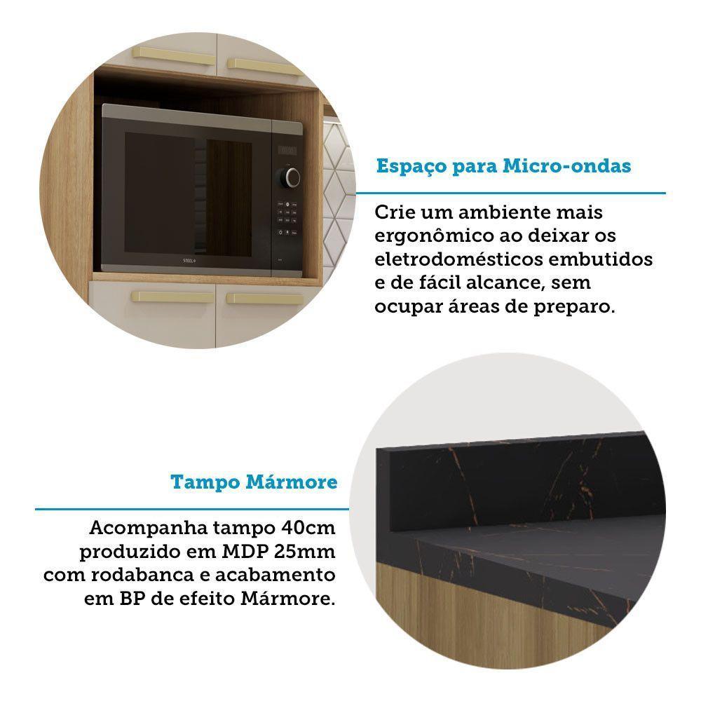 Cozinha Modulada Compacta 5 Peças Sem Tampos E Sem Pia Isis Avelã-mocca Laca - 7