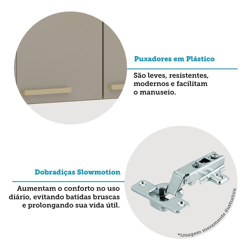 Armário Aéreo 120cm 3 Portas Isis Luciane Móveis Avelã-mocca Laca - 4
