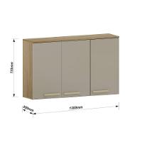 Armário Aéreo 120cm 3 Portas Isis Luciane Móveis Avelã-mocca Laca - 3