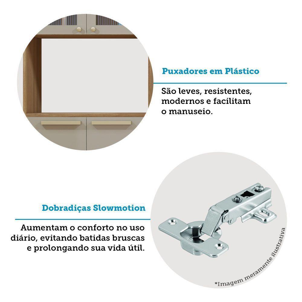 Paneleiro 70 Cm 4 Portas Com Vidro E 2 Nichos Para Microonda Avelã-mocca Laca - 5