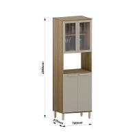 Paneleiro 70 Cm 4 Portas Com Vidro E 2 Nichos Para Microonda Avelã-mocca Laca - 3