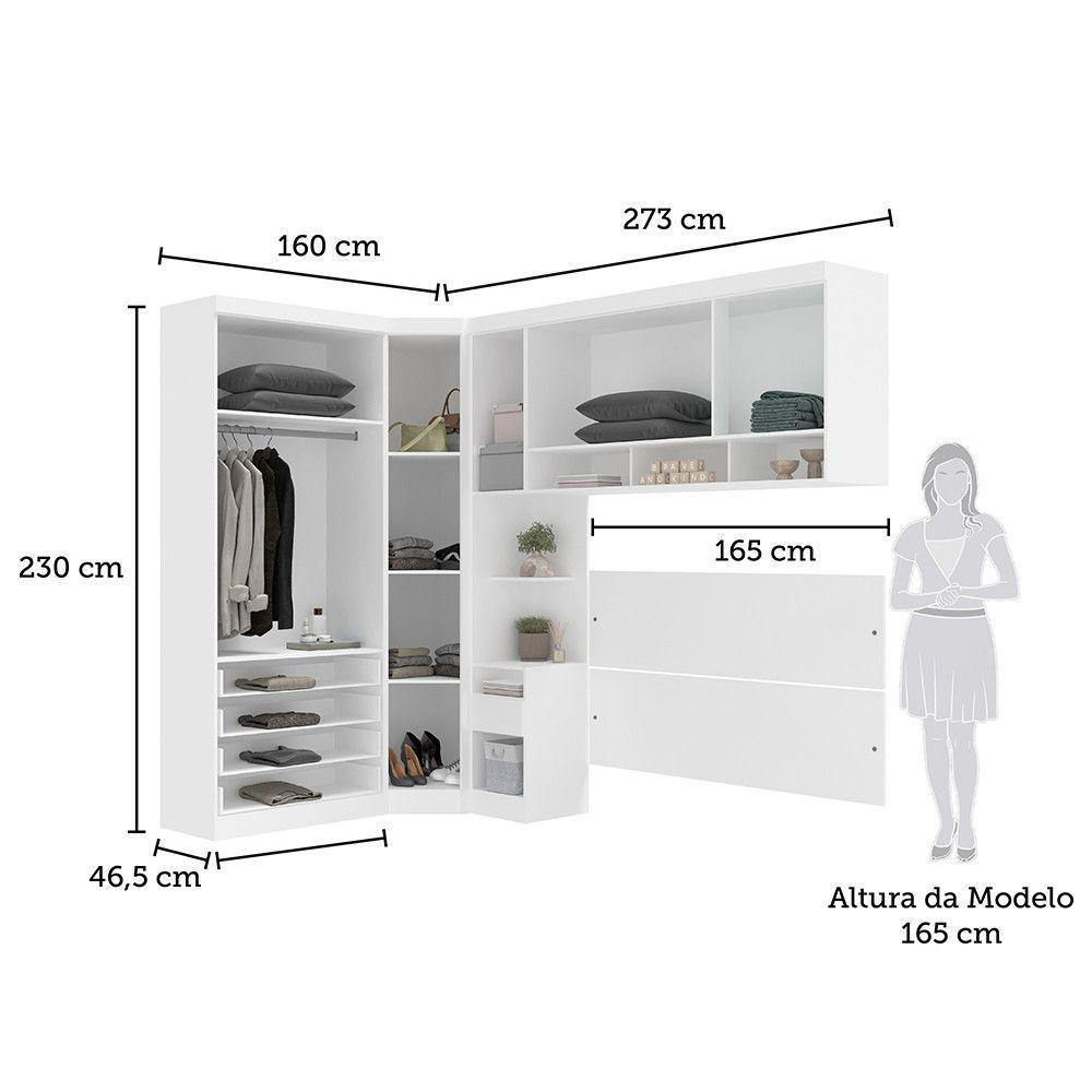 Quarto De Canto Queen Com Guarda Roupas Cabeceira Alpes Luci Branco Pf-grey Sky Pf - 3