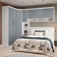 Quarto De Canto Queen Com Guarda Roupas Cabeceira Alpes Luci Branco Pf-grey Sky Pf - 1