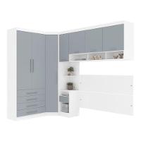 Quarto De Canto Queen Com Guarda Roupas Cabeceira Alpes Luci Branco Pf-grey Sky Pf - 2