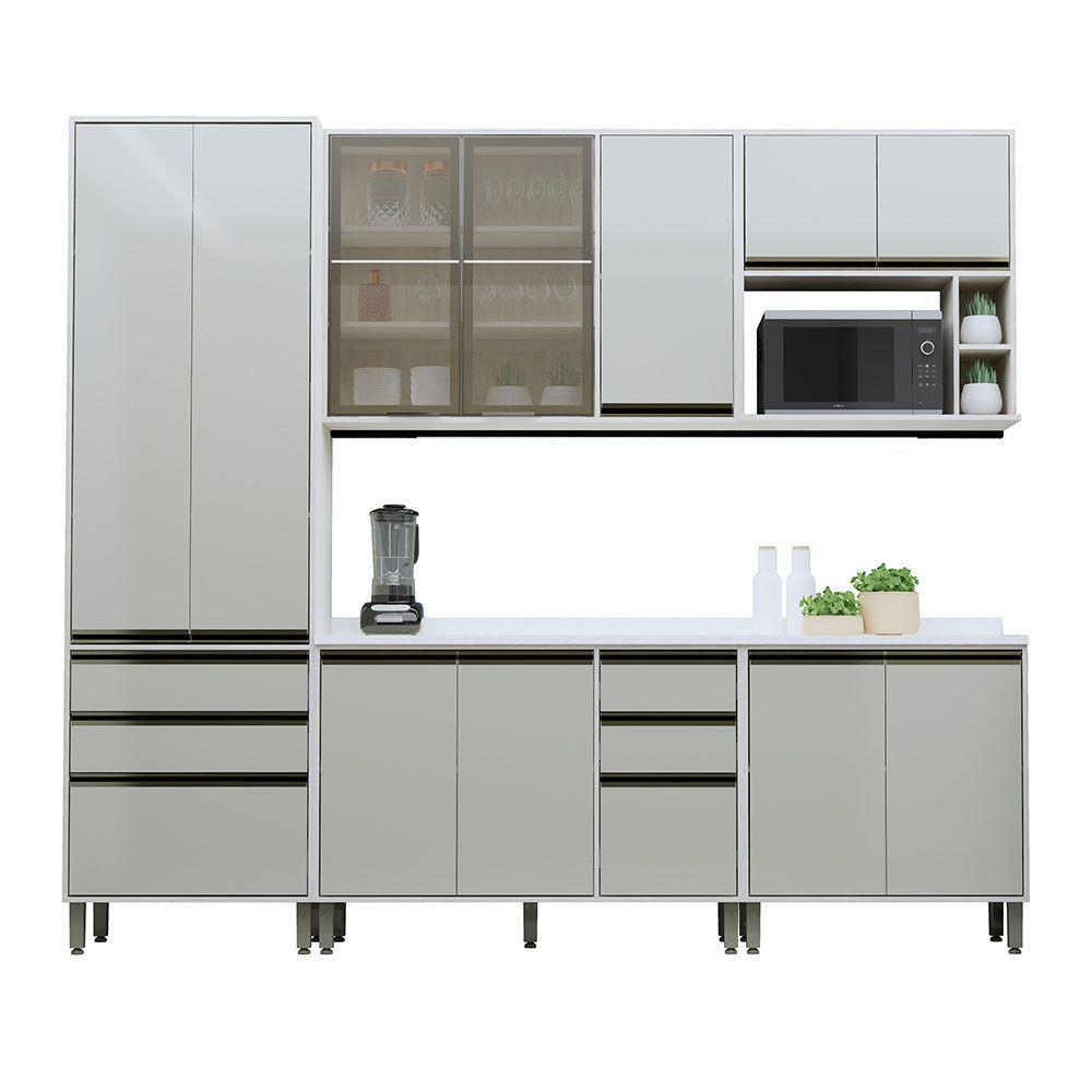 Cozinha Modulada Completa 5 Peças 270cm Com Vidro Reflecta E Pátina Ff-mocca Laca - 4