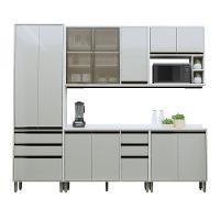 Cozinha Modulada Completa 5 Peças 270cm Com Vidro Reflecta E Pátina Ff-mocca Laca