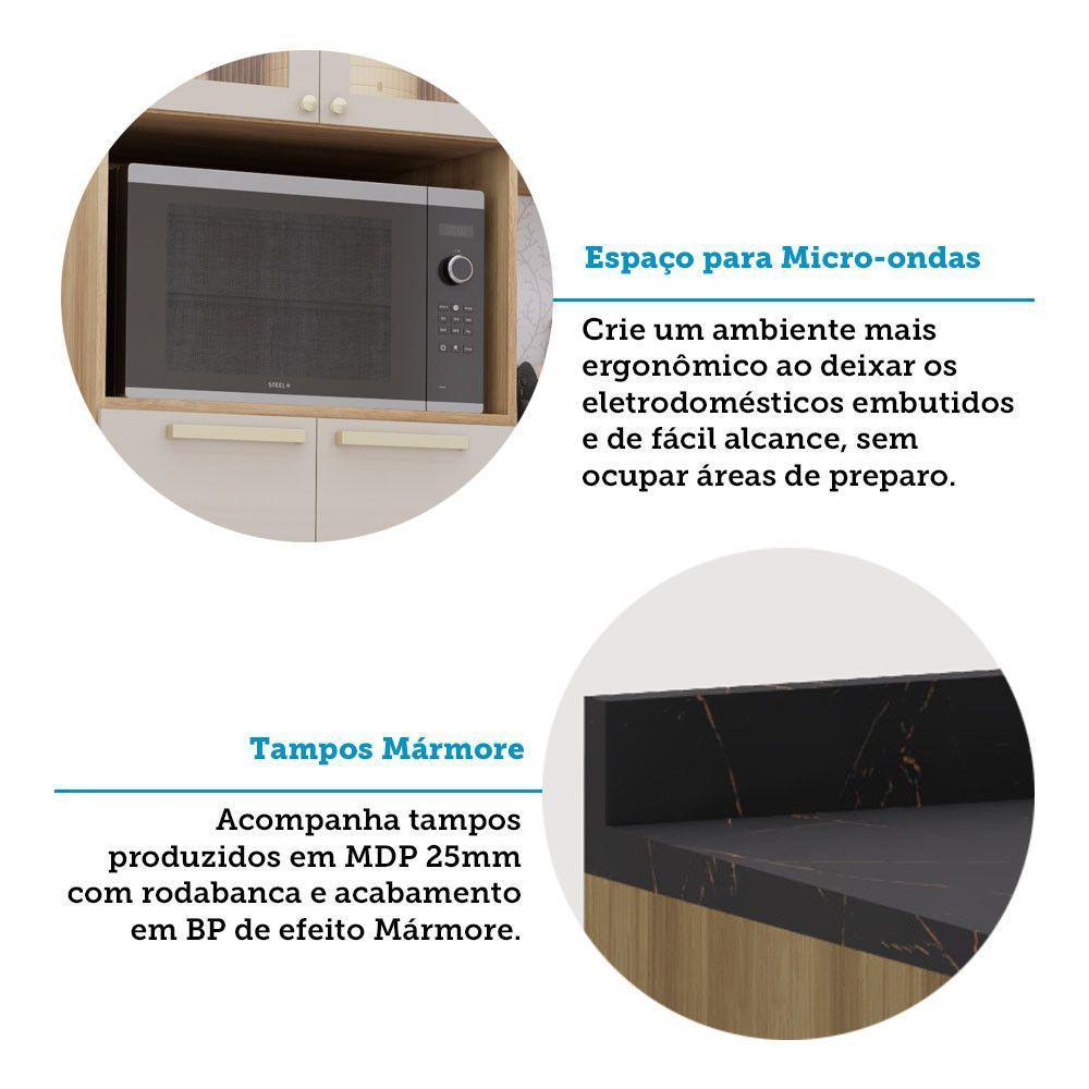 Cozinha Modulada Compacta 5 Peças Com Tampos E Sem Pia Isis Avelã-mocca Laca - 3