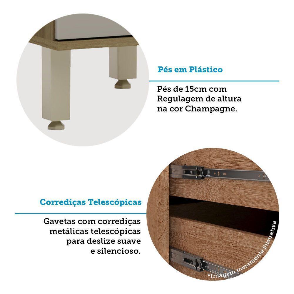 Cozinha Modulada Compacta 4 Peças Sem Tampo Isis Luciane Móv Avelã-mocca Laca - 6