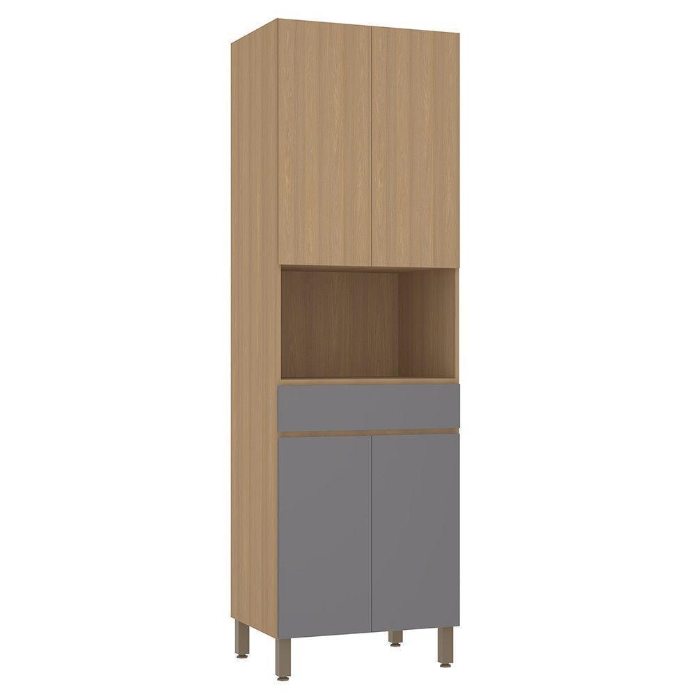 Paneleiro 70cm 4 Portas E 1 Gaveta Com Espaço Para Micro-ond Freijó-freijó Brasil-cinza Puro - 1