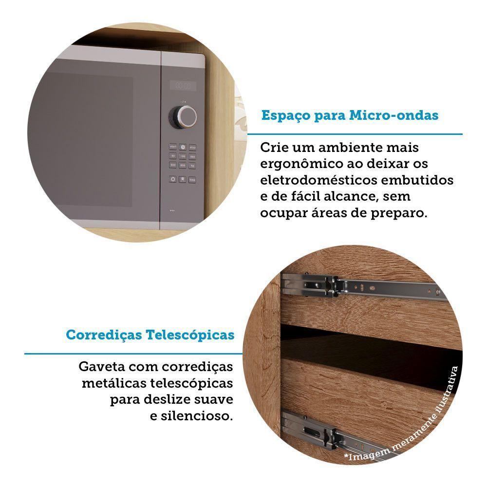 Paneleiro 70cm 4 Portas E 1 Gaveta Com Espaço Para Micro-ond Freijó-freijó Brasil-cinza Puro - 4