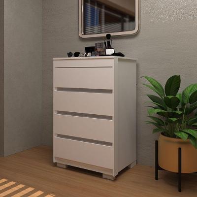 Cômoda Uni 4 Gavetas em MDF com Puxador Cava Branco com Corrediças Telescópicas