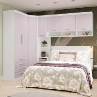 Quarto De Canto Queen Com Guarda Roupas Cabeceira Alpes Luci Branco Pf-rosa Pf - 1