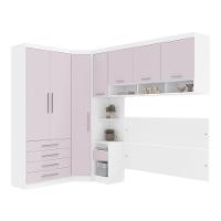 Quarto De Canto Queen Com Guarda Roupas Cabeceira Alpes Luci Branco Pf-rosa Pf - 2
