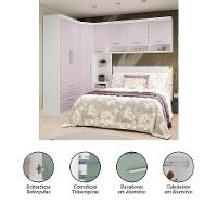 Quarto De Canto Queen Com Guarda Roupas Cabeceira Alpes Luci Branco Pf-rosa Pf