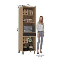 Paneleiro 70cm 4 Portas E 1 Gaveta Com Espaço Para Micro-ond Freijó-preto - 2