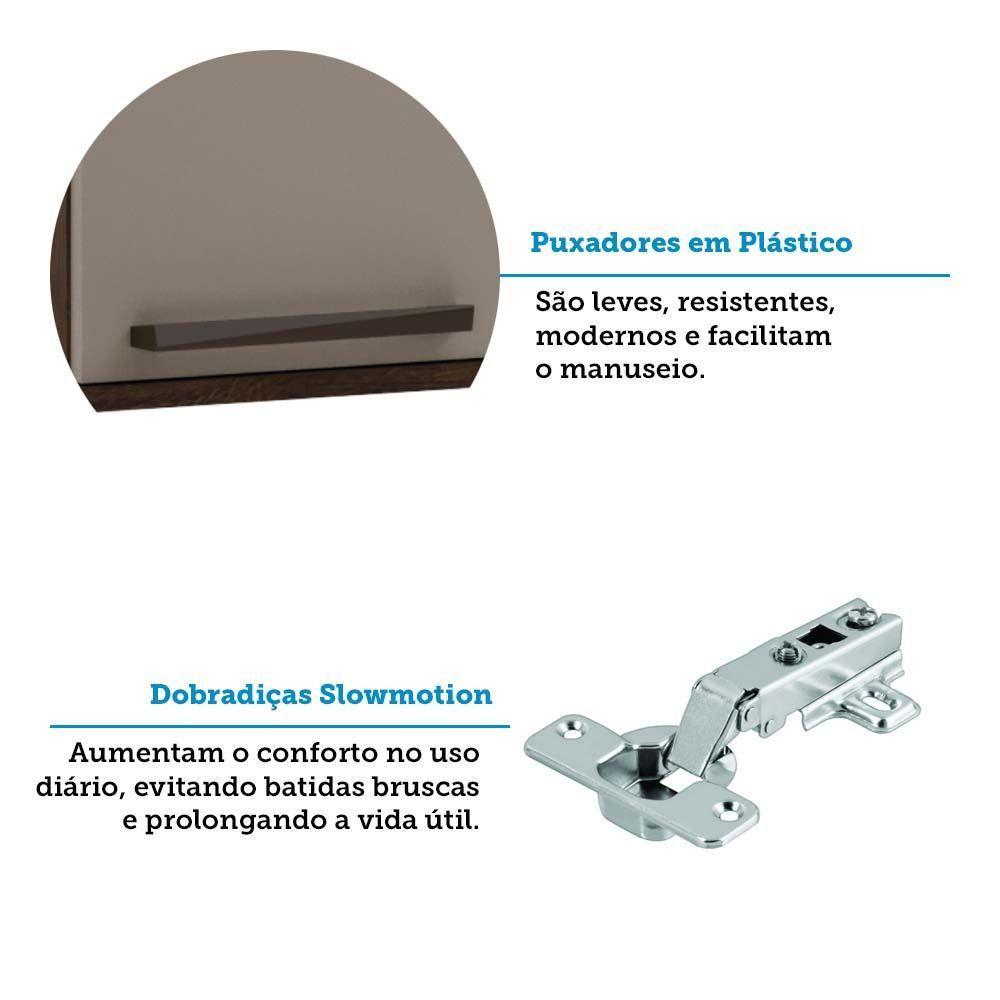 Paneleiro 70cm 4 Portas 1 Gaveta Com Espaço Microondas Luna Nogueira Dourado-cinammon - 4